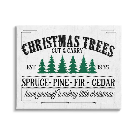 Stupell Industries Christmas Trees Vintage Sign Canvas Wall Art